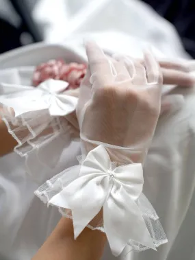 1pc Elegant Bow Decor Bridal Gloves For Wedding