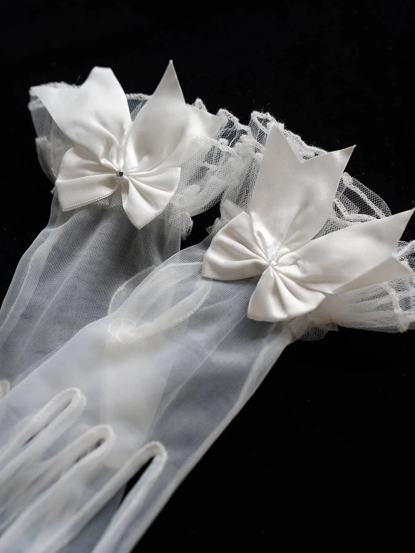 1pc Elegant Bow Decor Bridal Gloves For Wedding