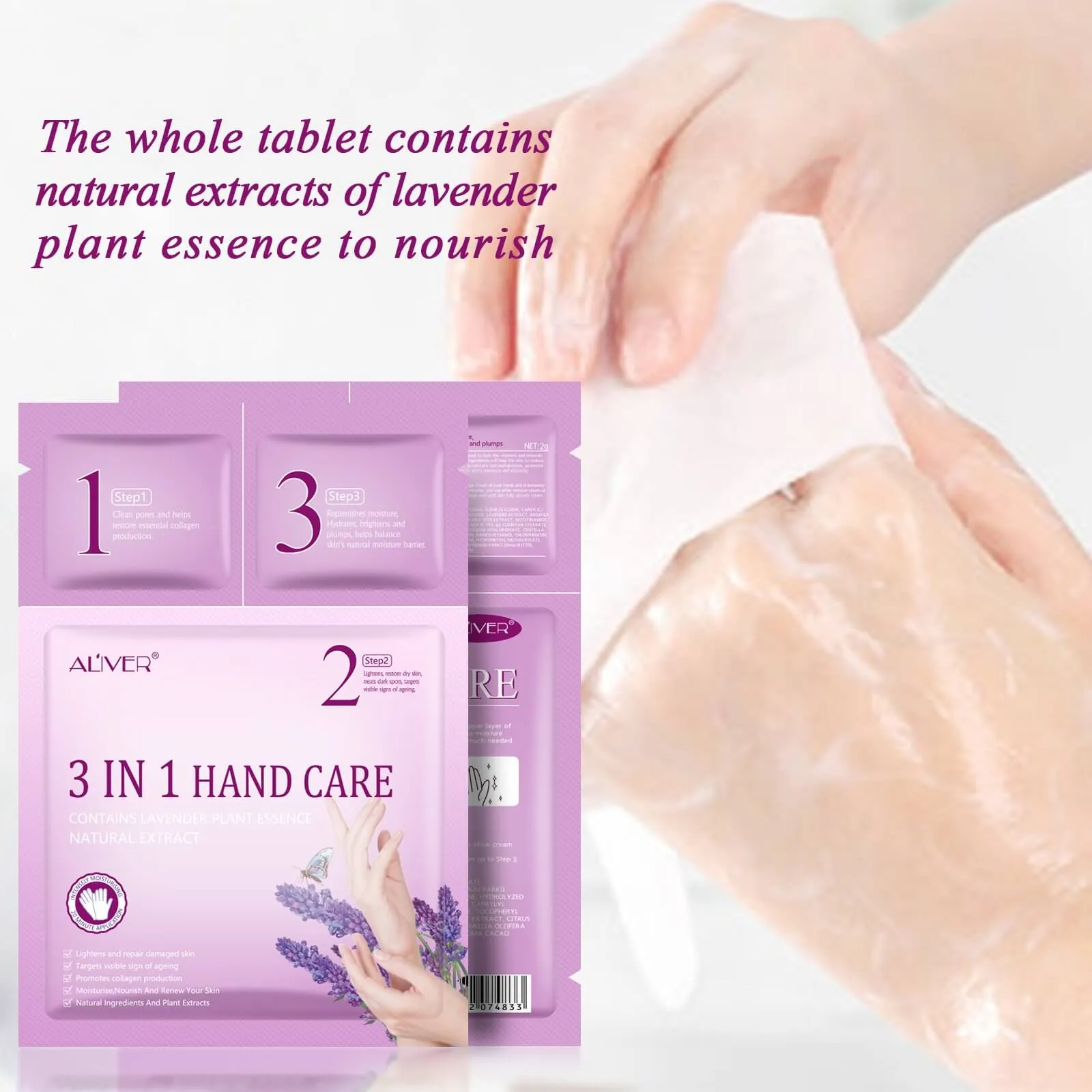 Aliver 3-in-1  Lavendar Moisturising Hand Mask 3 Pcs/ Set