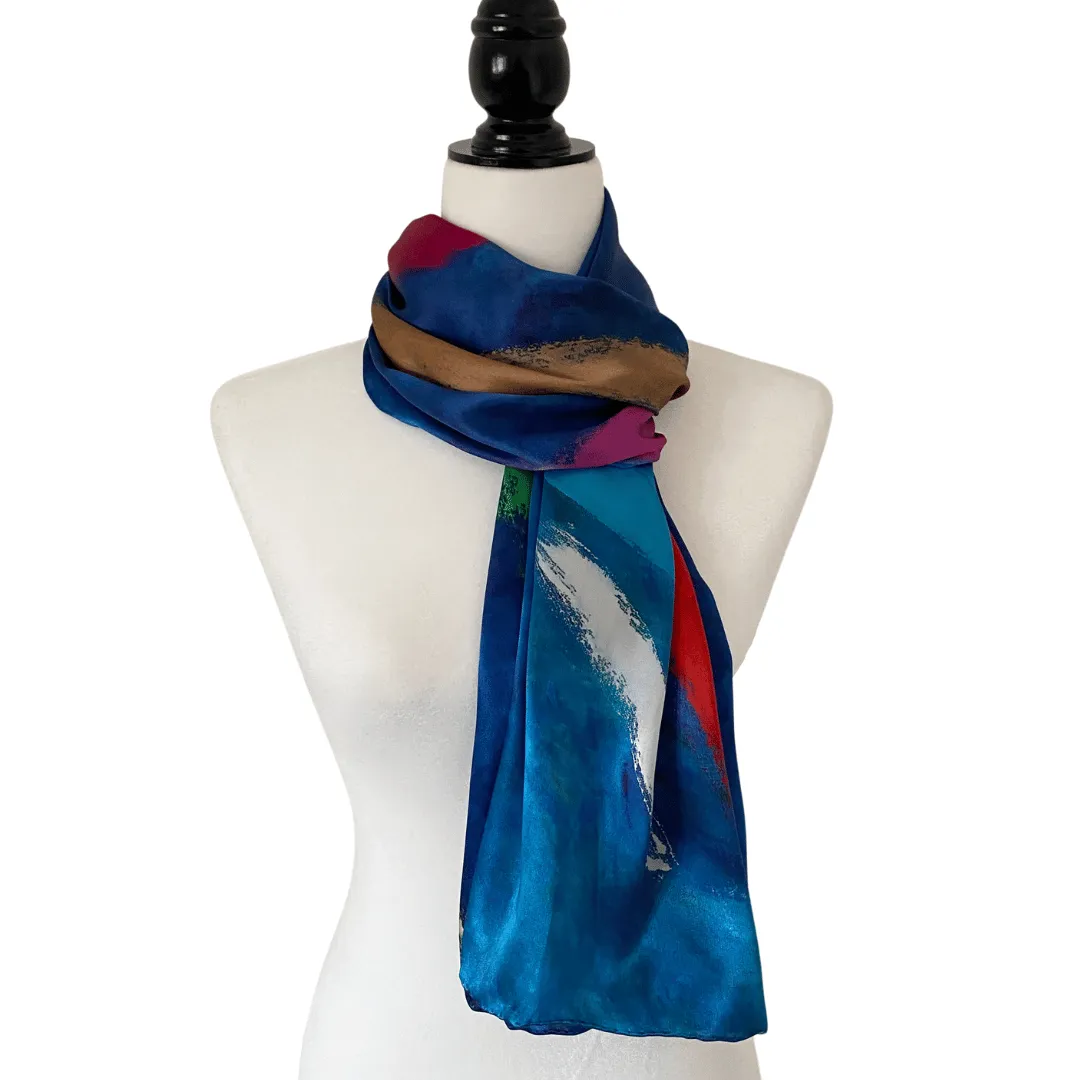 Basie Blues Mulberry Silk Scarf