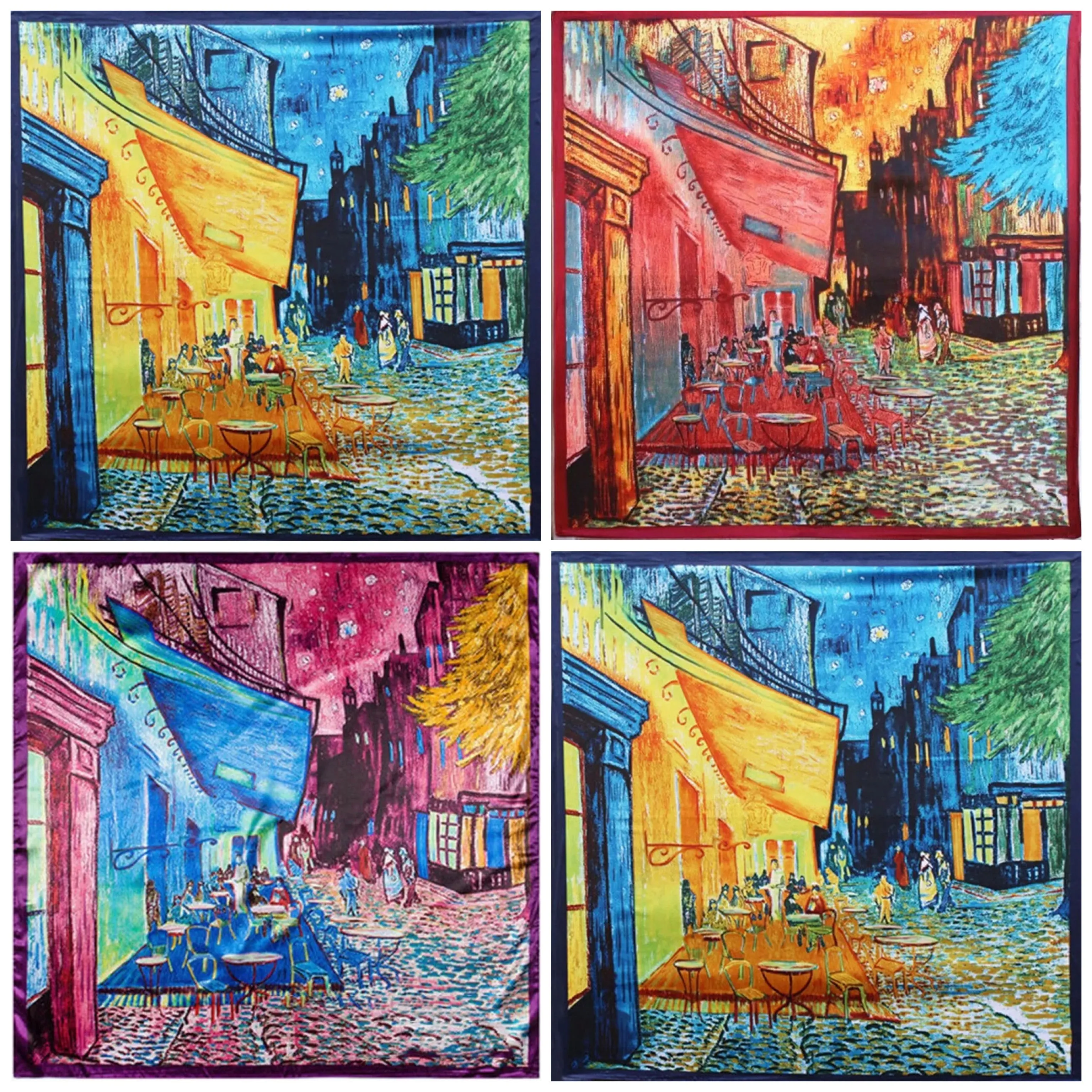 Beautiful Brand New Van Gogh Print Satin Scarves, 35” x 35”