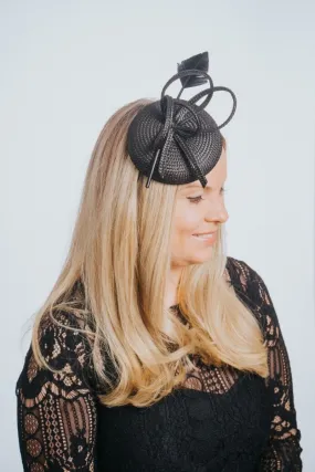 Black Pillbox Fascinator With Feather