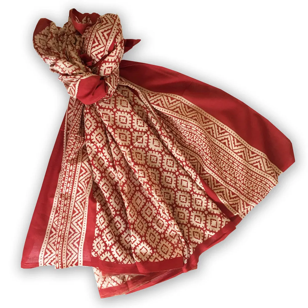 Block Print Cotton Scarf - diamond