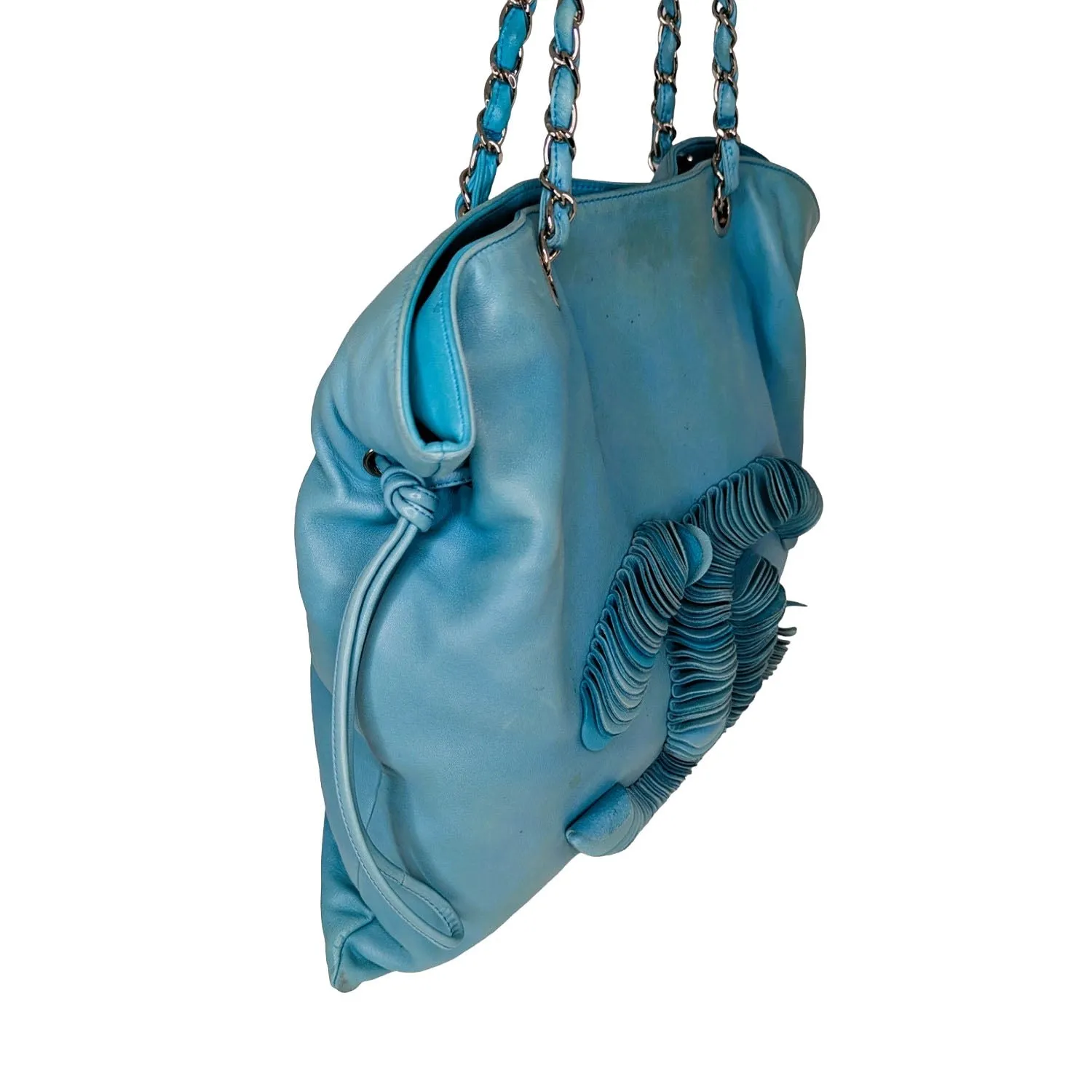 Chanel CC Discus Supple Lambskin Turquoise Tote