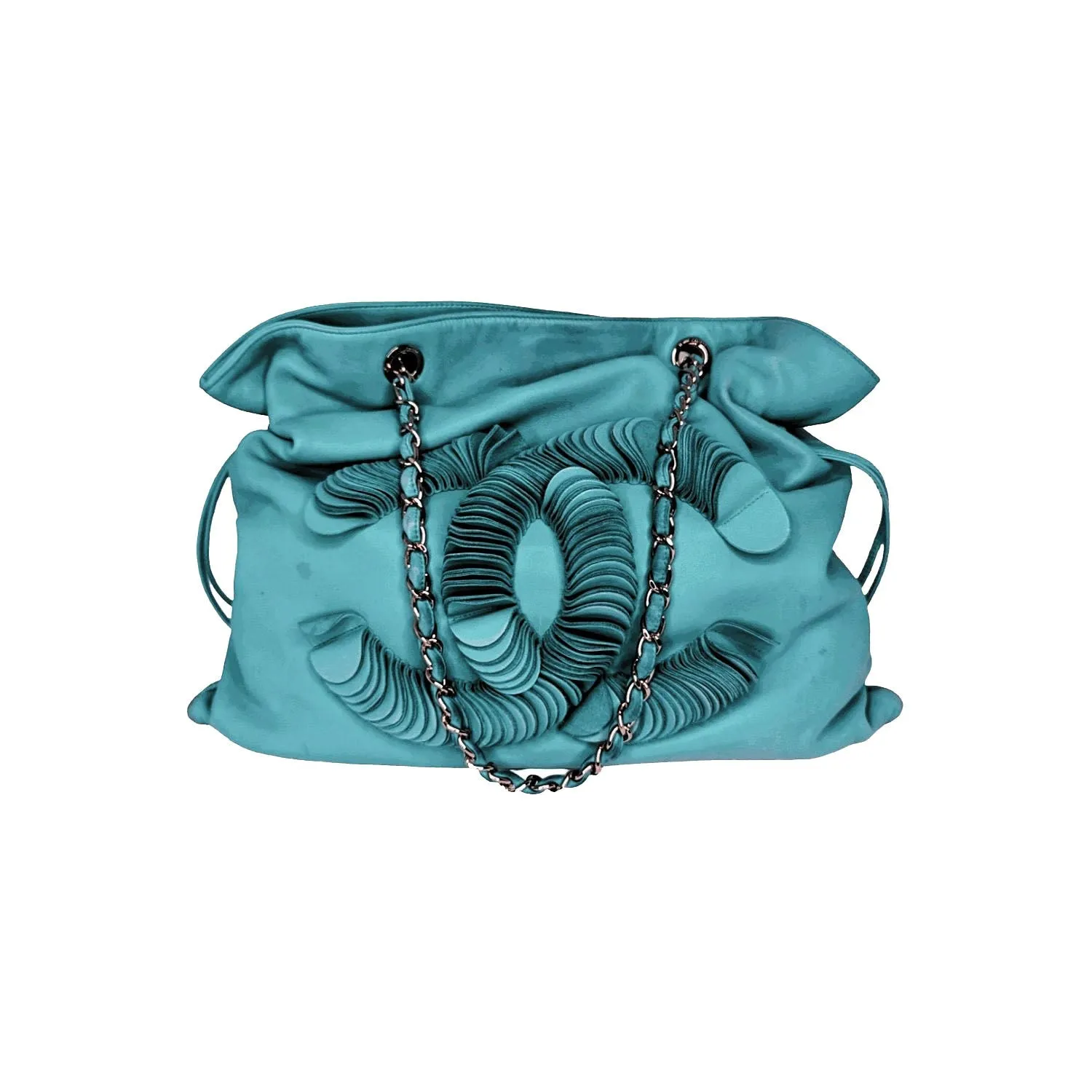 Chanel CC Discus Supple Lambskin Turquoise Tote