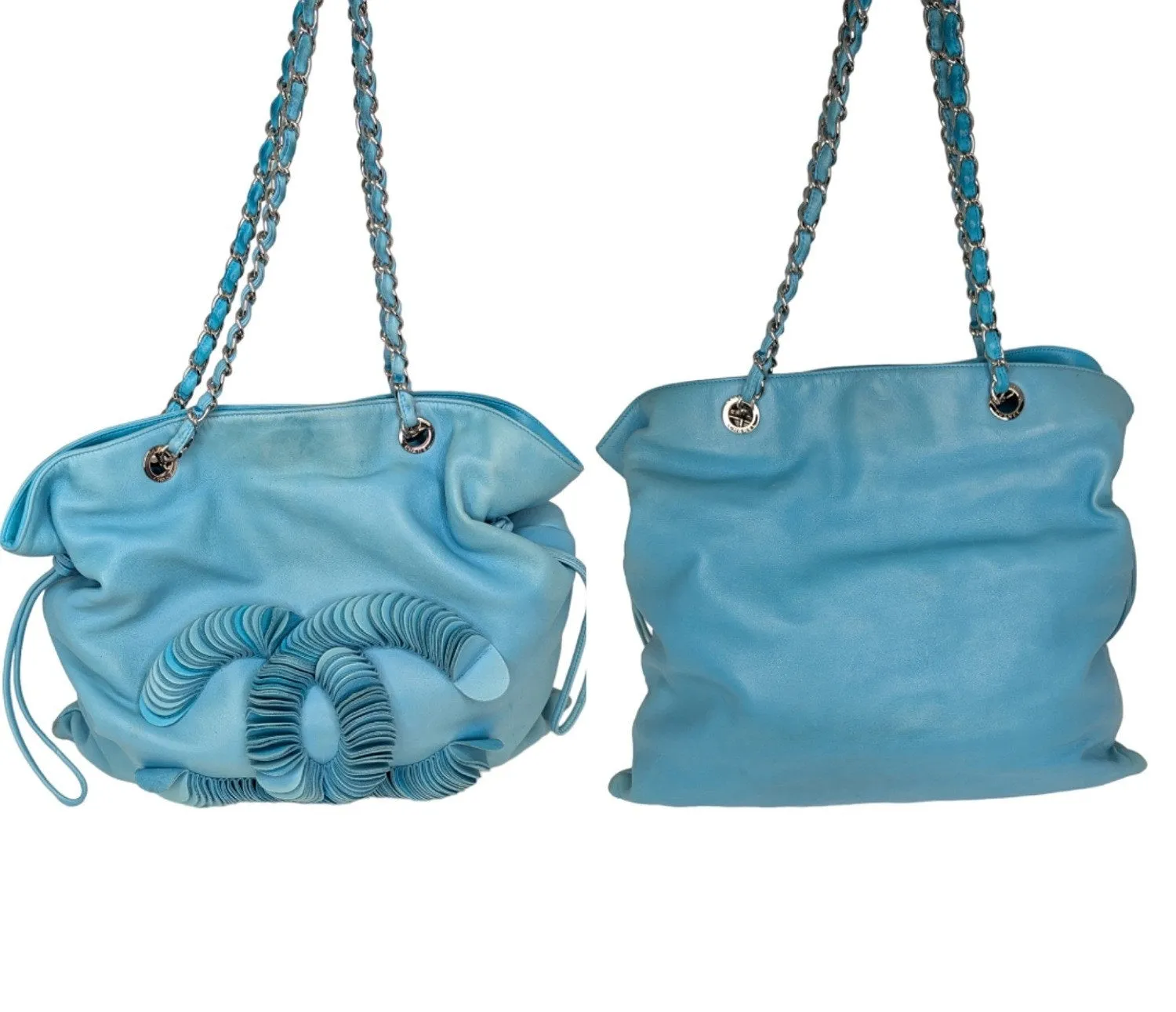 Chanel CC Discus Supple Lambskin Turquoise Tote