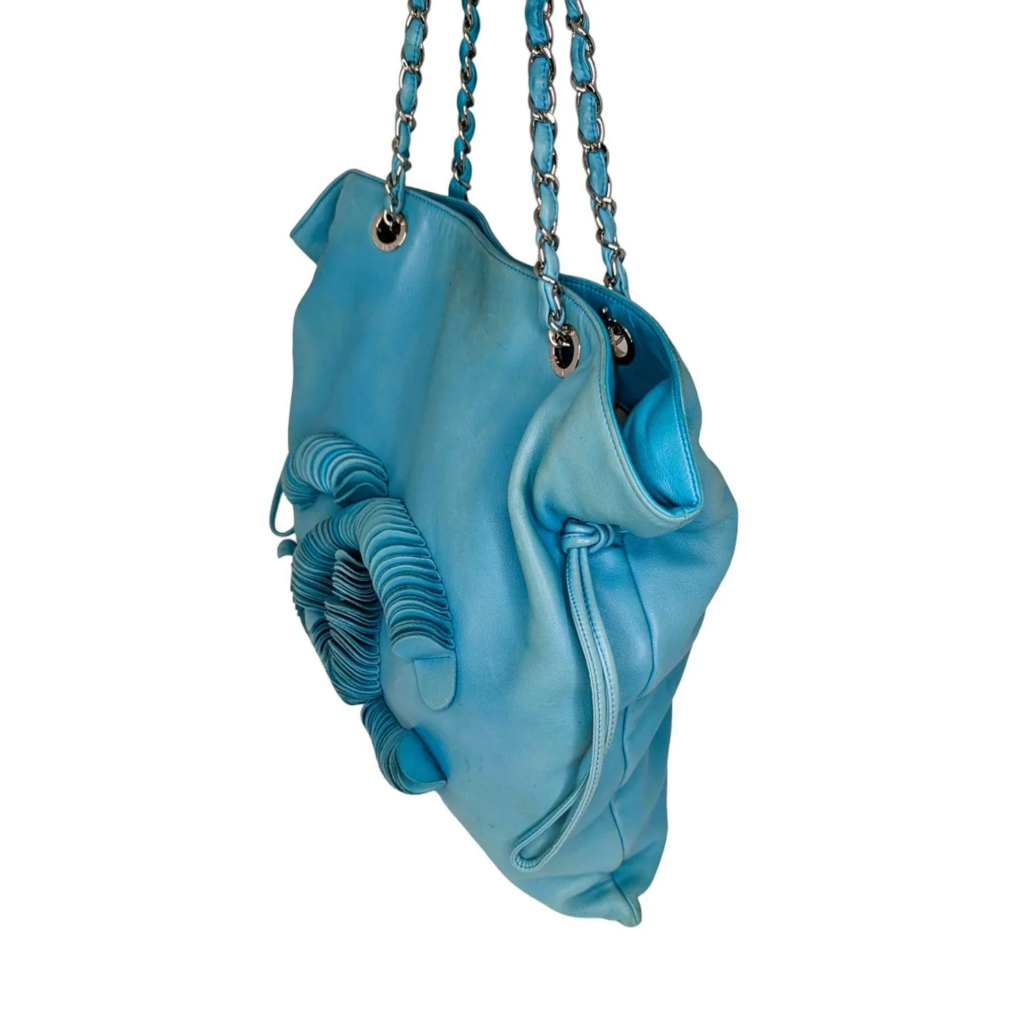 Chanel CC Discus Supple Lambskin Turquoise Tote