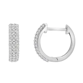 Delicate Collection 14KT Gold 3 Rows Small Diamond Huggies