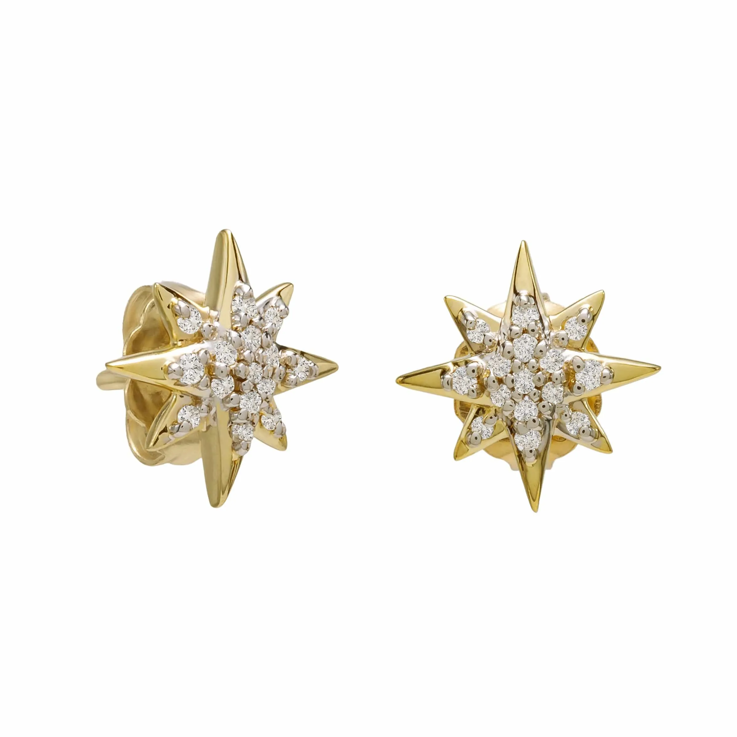 Delicate Collection 14KT White Gold Diamond Star Stud Earrings