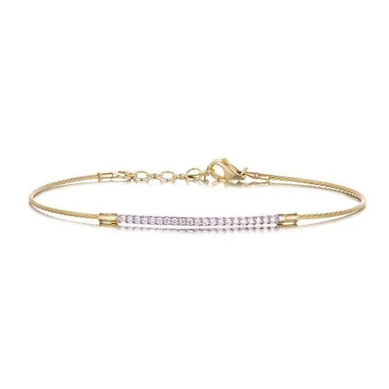 Delicate Collection 14KT Yellow Gold Diamond Bar Cable bracelet