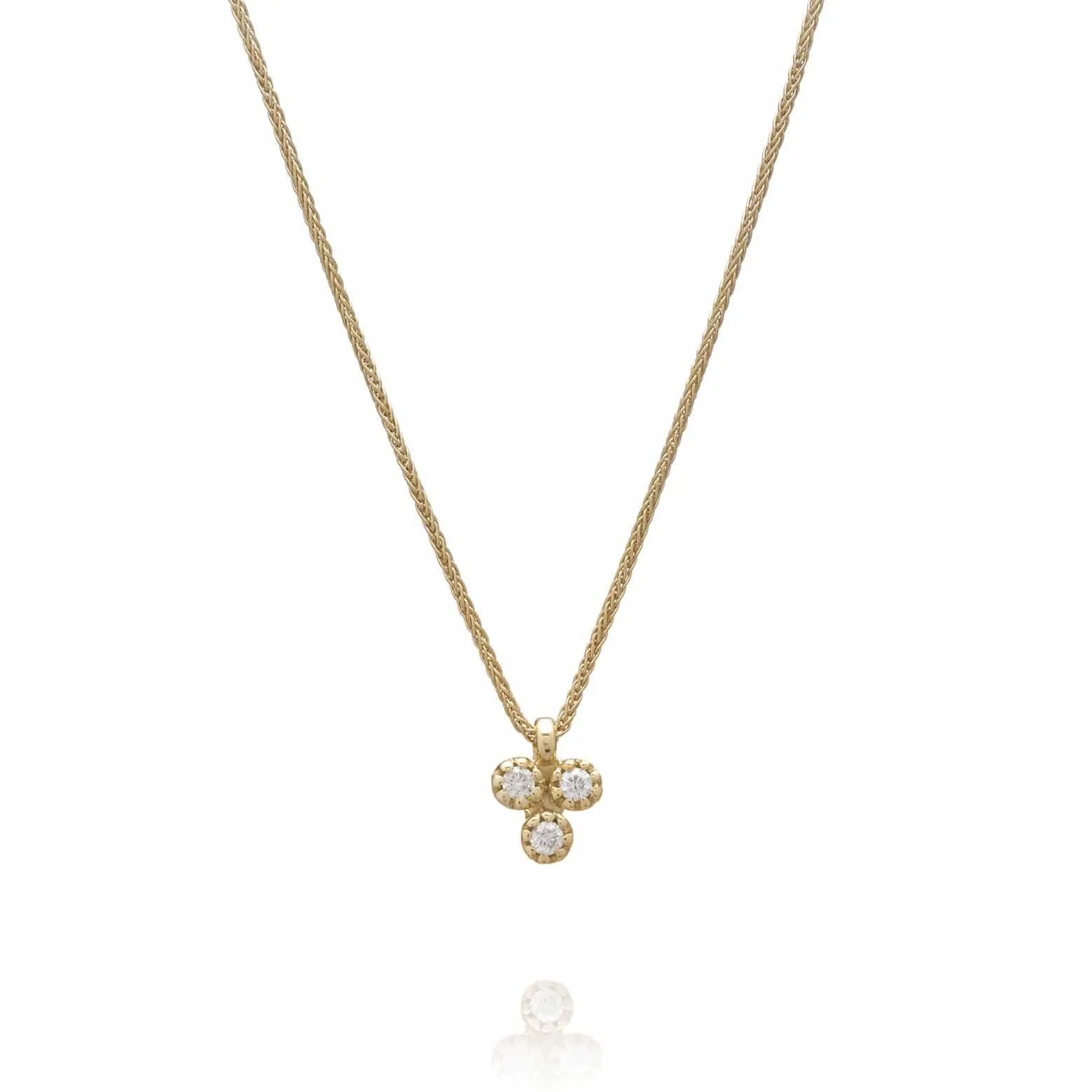 Delicate Collection 14KT YG 3 Diamonds Medium Pendant Necklace 0.06CT