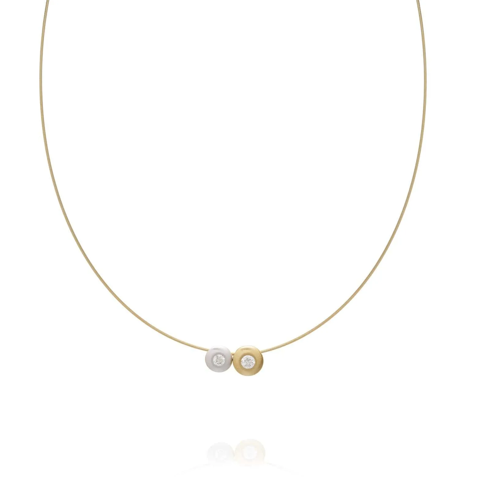 Delicate Collection 14KT YW Diamonds Cable Necklace 0.10CT