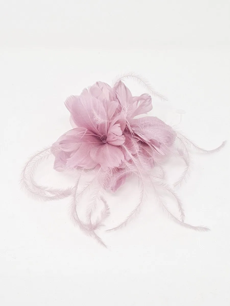Dusky Pink Feather Hair Slide
