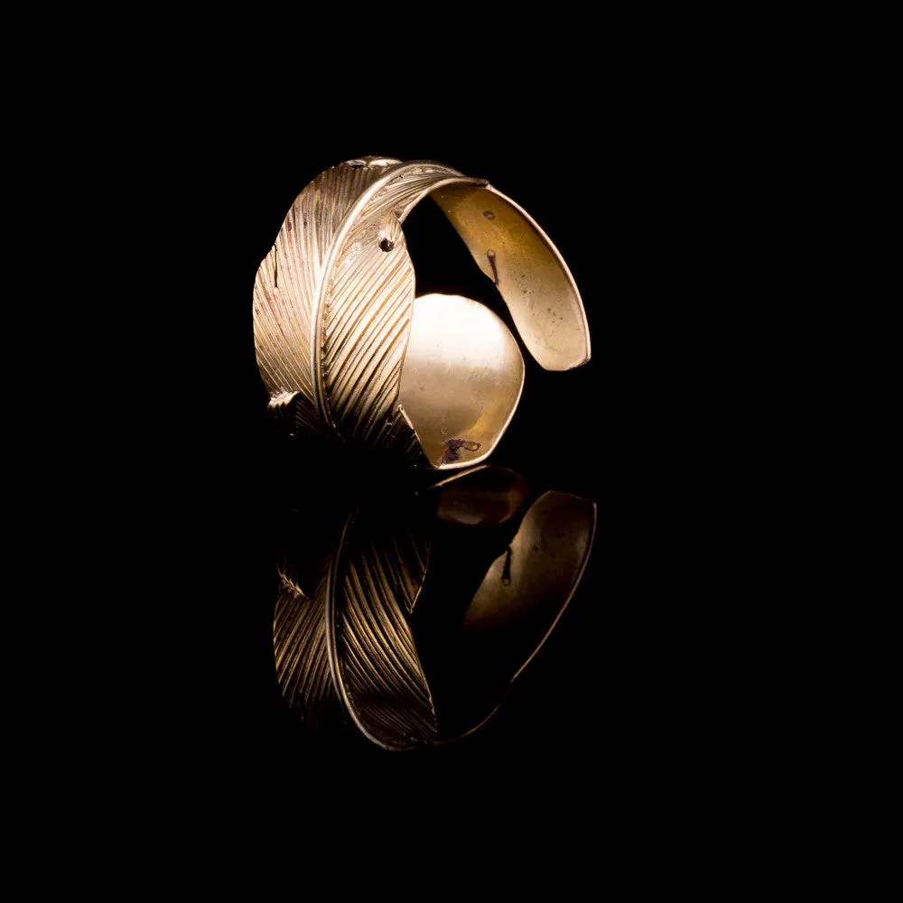 Feather Wrap Brass Ring