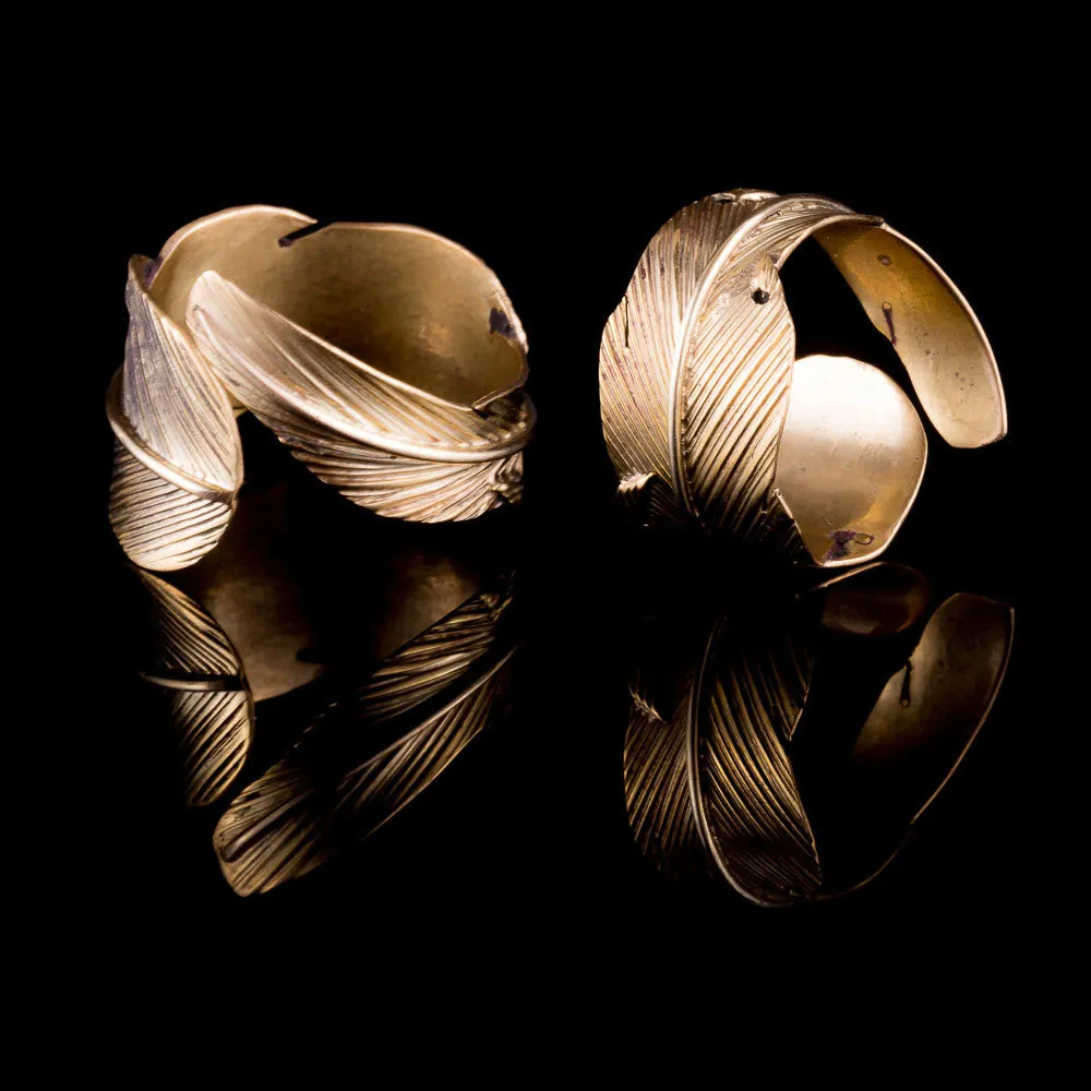 Feather Wrap Brass Ring