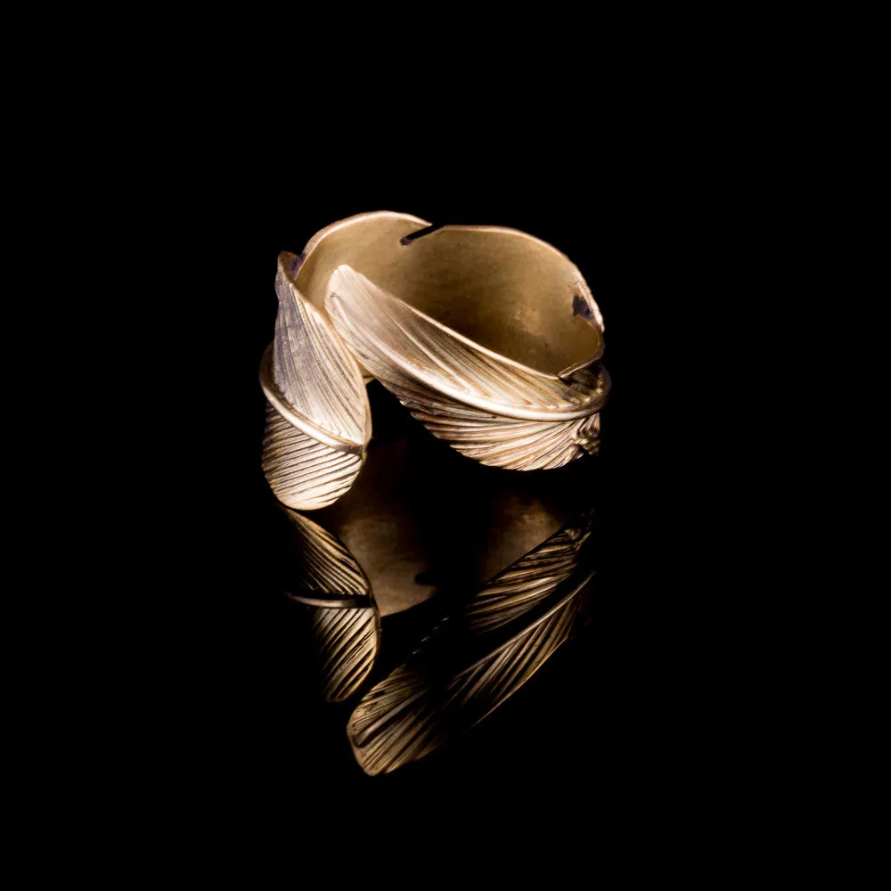 Feather Wrap Brass Ring