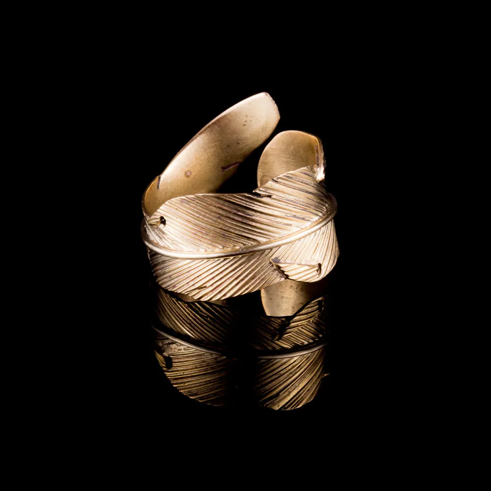Feather Wrap Brass Ring