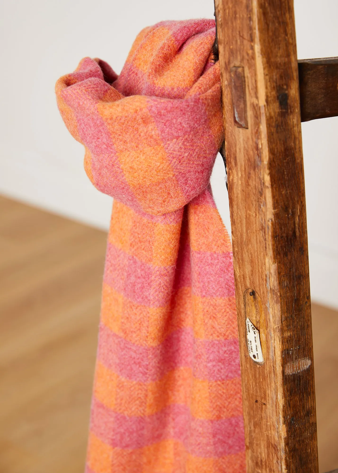 Foxford Orange and Pink Lambswool Scarf