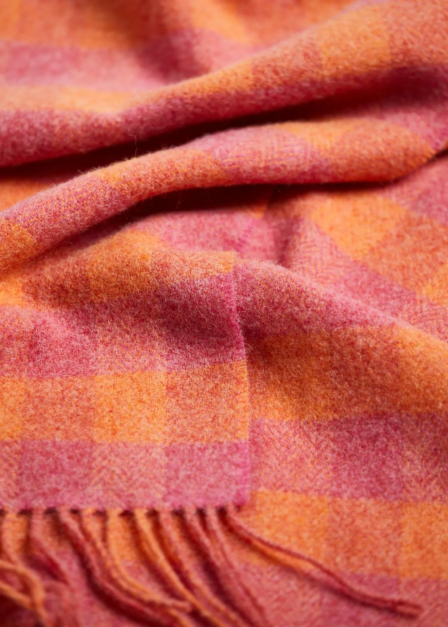Foxford Orange and Pink Lambswool Scarf