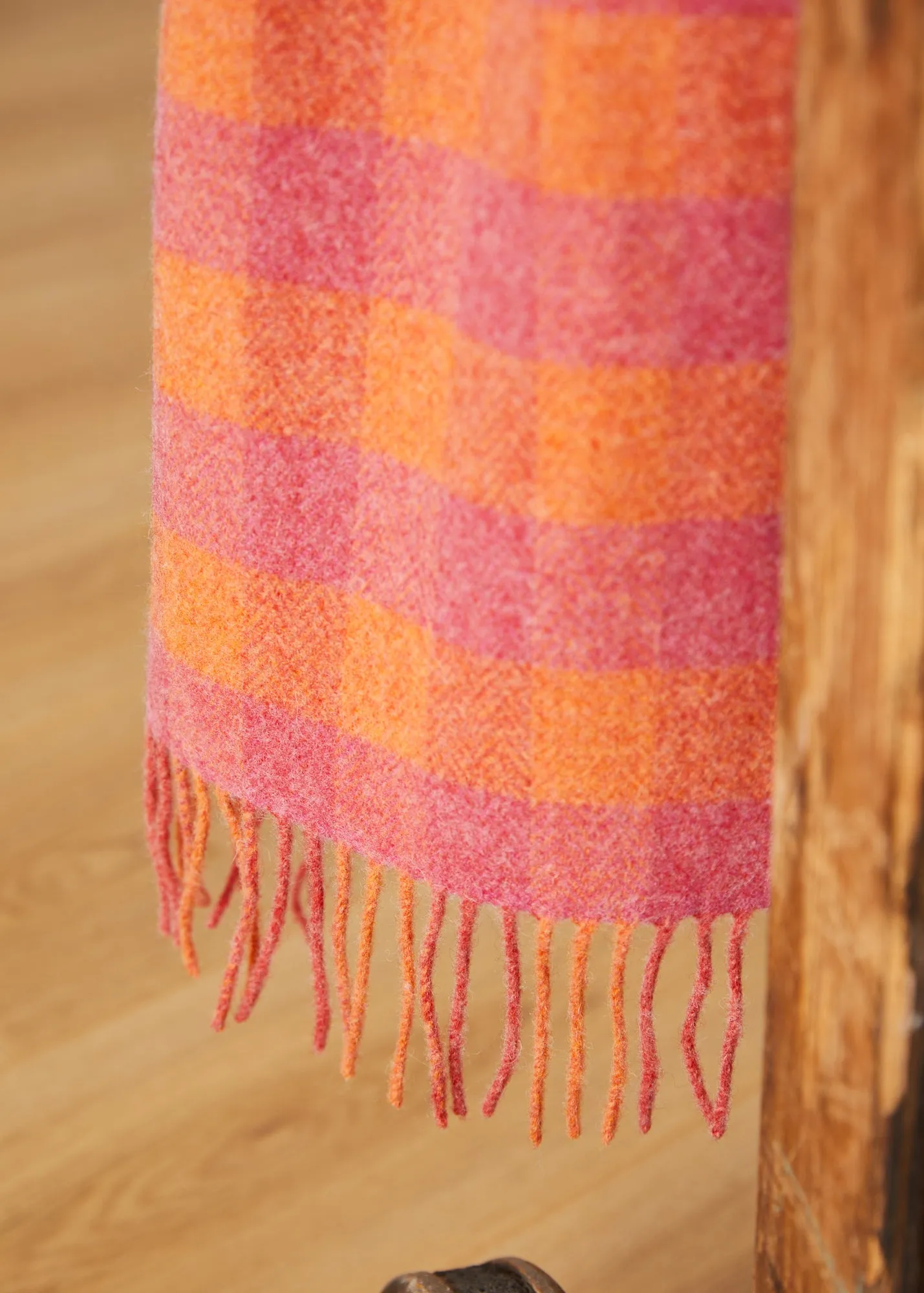 Foxford Orange and Pink Lambswool Scarf
