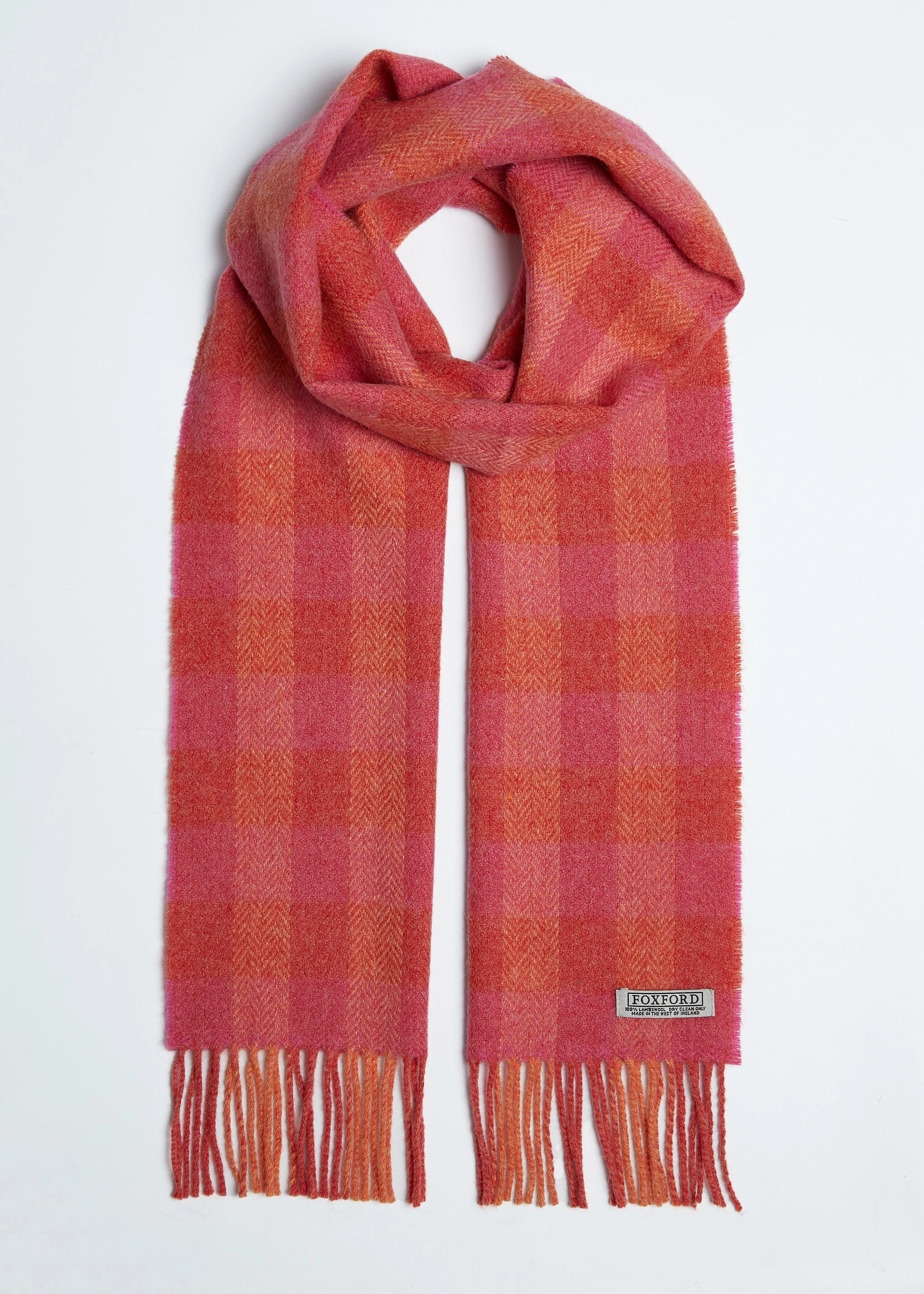 Foxford Orange and Pink Lambswool Scarf