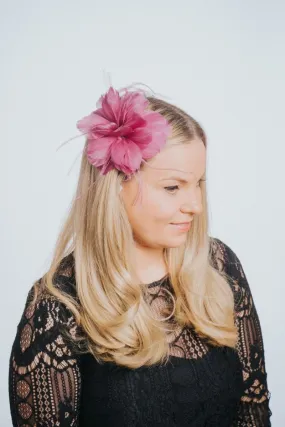 Fuchsia Pink Feather Hair Slide