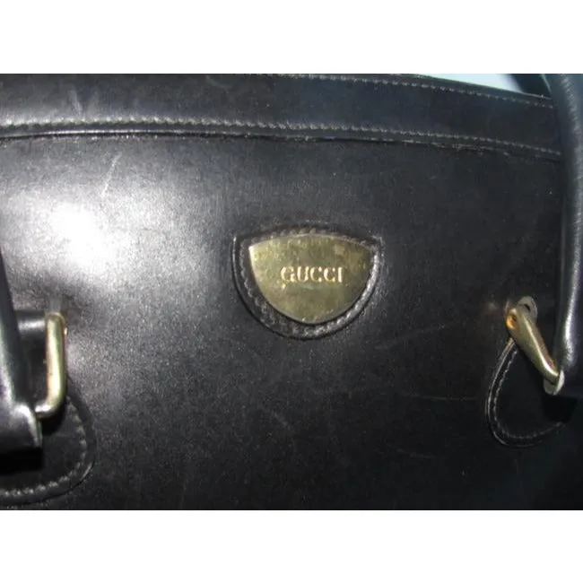Gucci Vintage Pursesdesigner Purses Glossy Black Leather Satchel