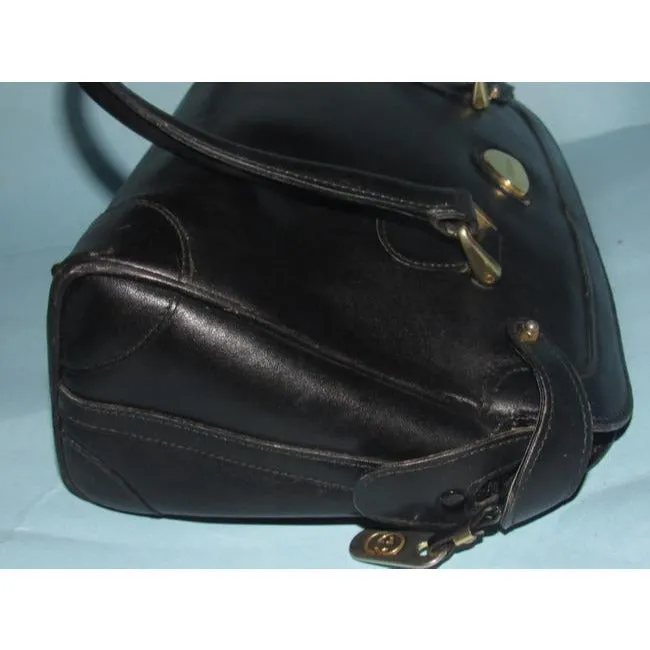 Gucci Vintage Pursesdesigner Purses Glossy Black Leather Satchel