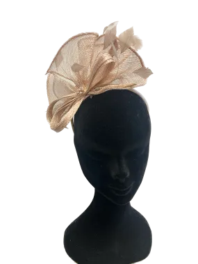 Metallic Rose Gold Feather Hairband Fascinator
