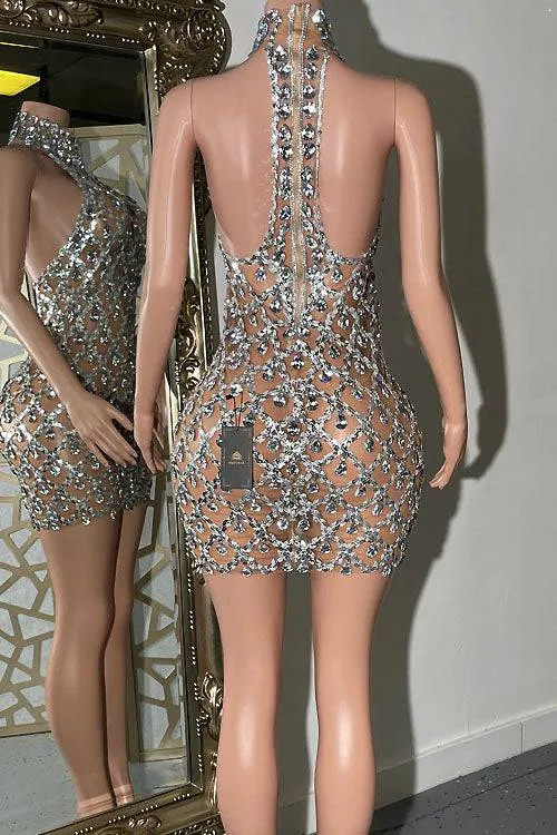 Midnight Mini Rhinestone Dress