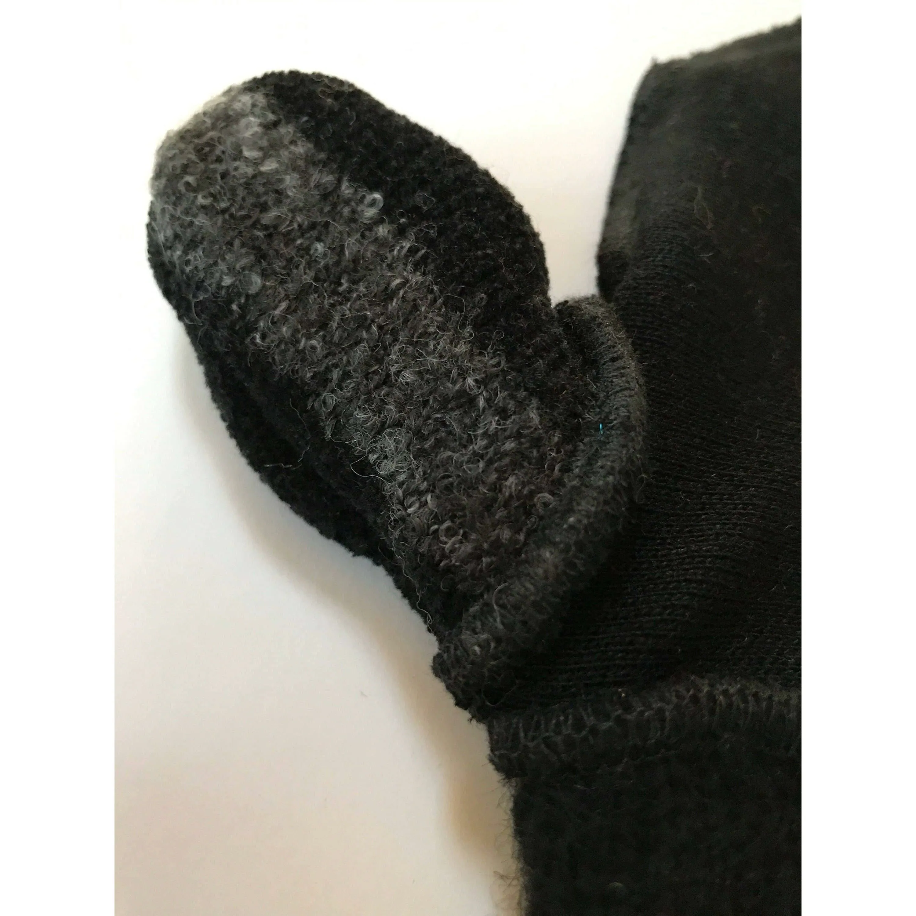New and Upcycled Recycled Lined sweater mitten gloves in black n silver accents with thumb guards