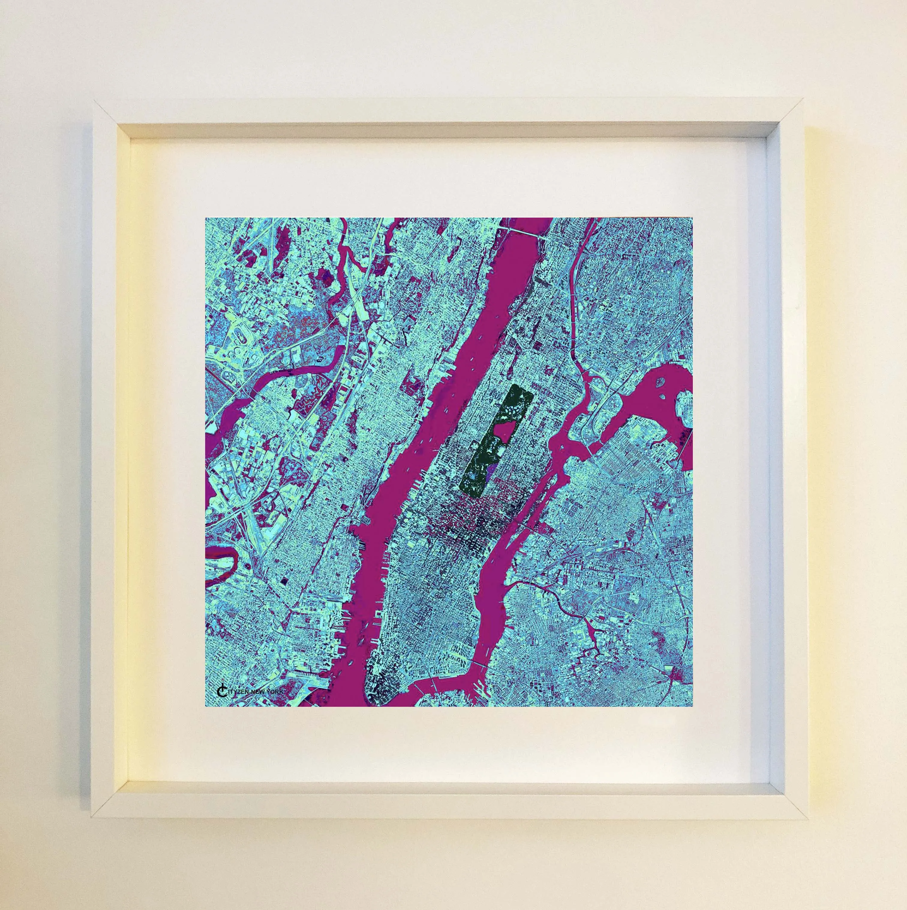 New York Blue Scarf Framed