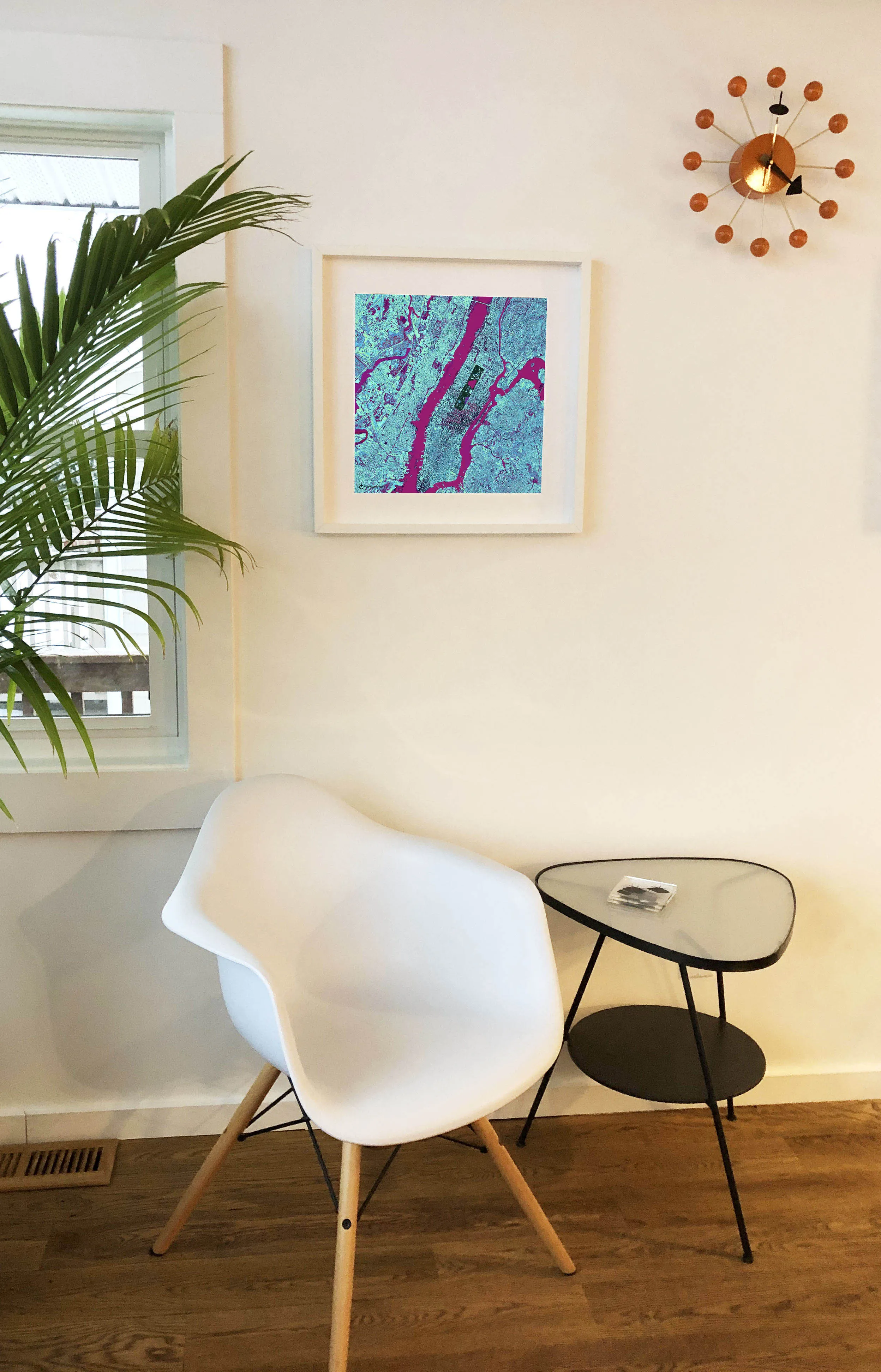 New York Blue Scarf Framed