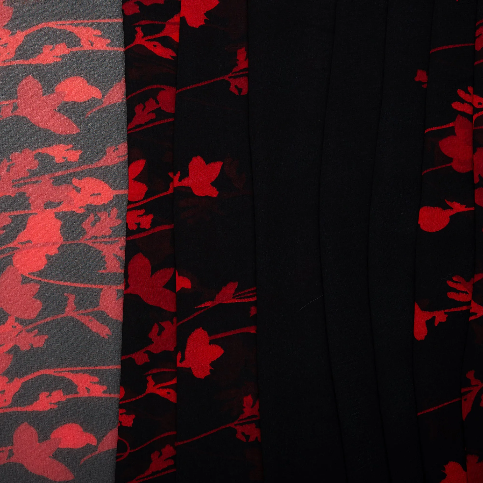 Novelty  Polyester Print - Abstract flowers - Black