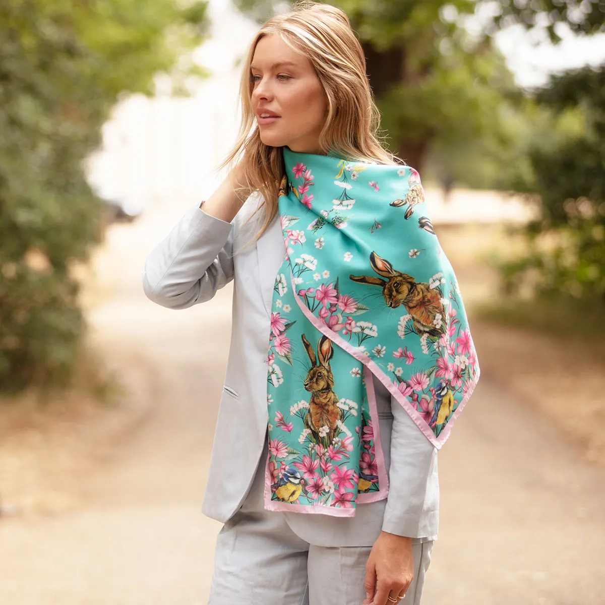 Oopsie Daisy Azure Classic Silk Scarf