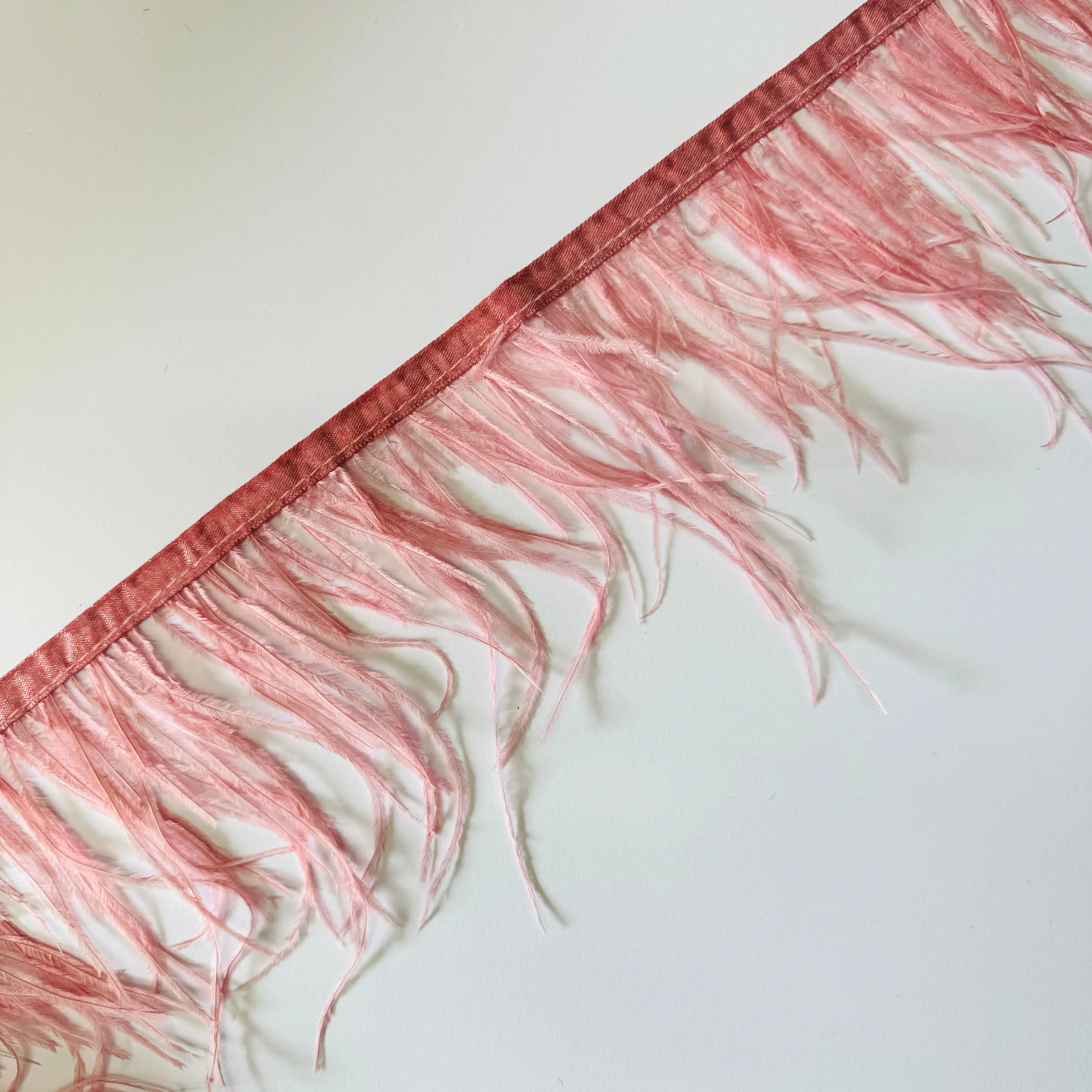 Ostrich Feathers Strung per metre - Dusty Pink