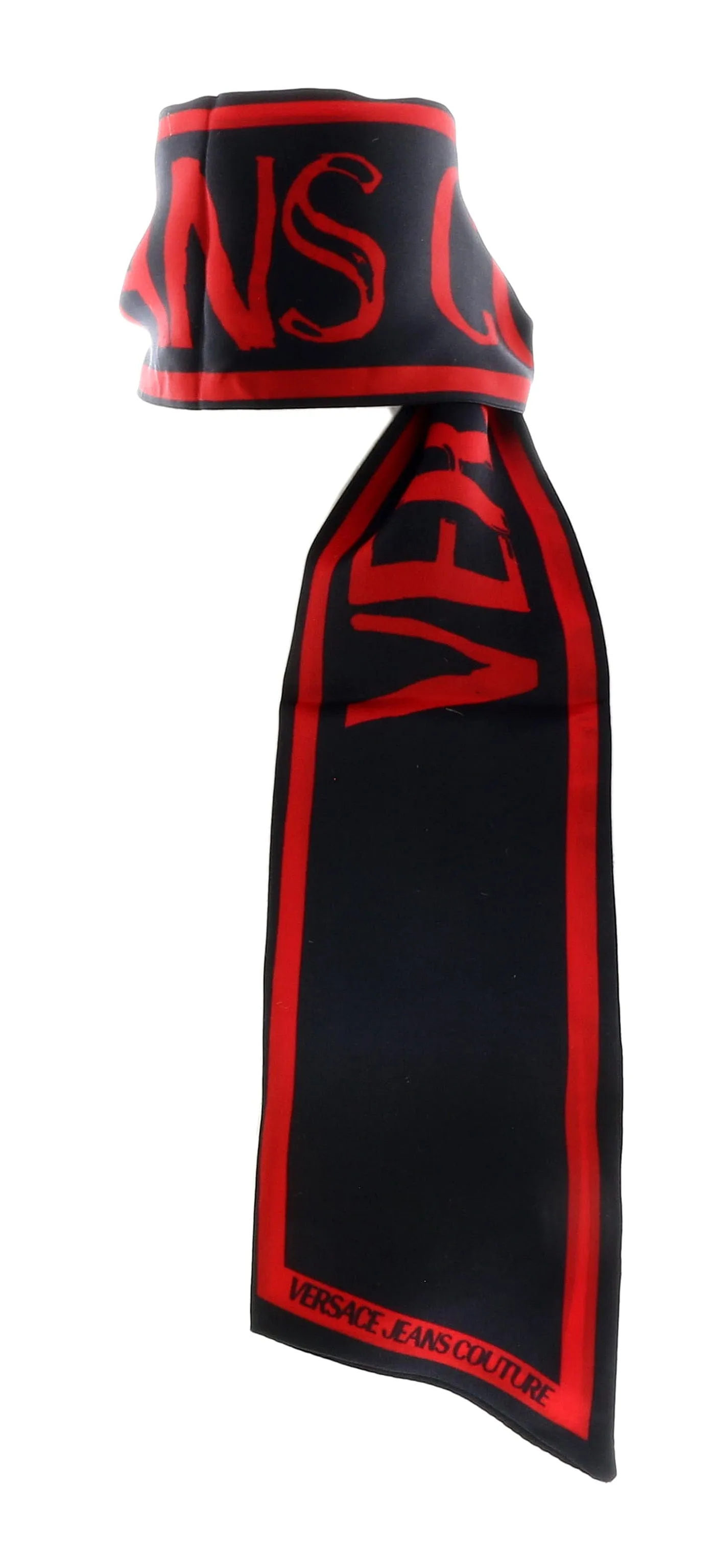 Versace Jeans Couture Black/Chilli Signature Rosy Print Slim Scarf