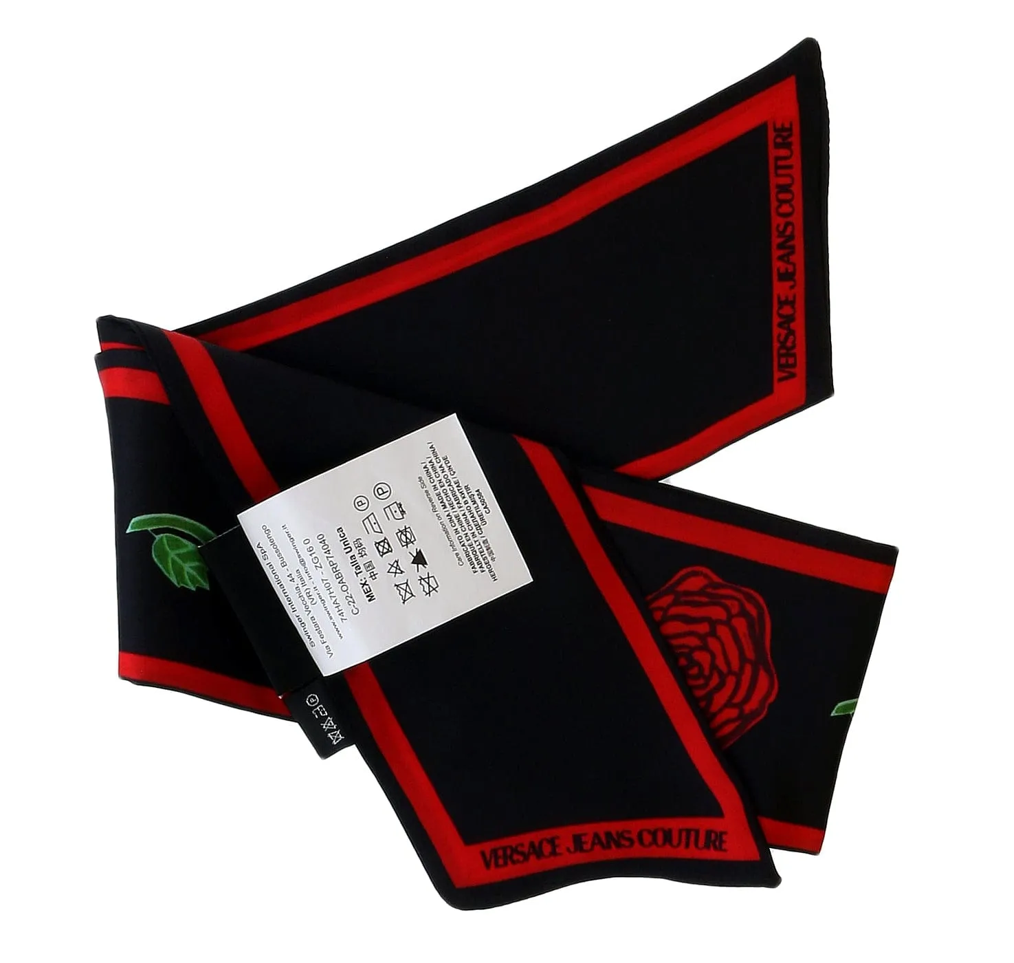 Versace Jeans Couture Black/Chilli Signature Rosy Print Slim Scarf
