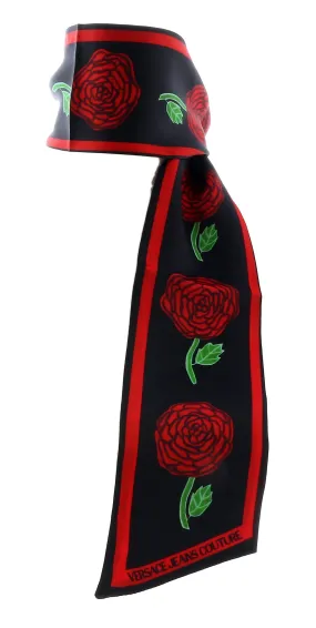 Versace Jeans Couture Black/Chilli Signature Rosy Print Slim Scarf
